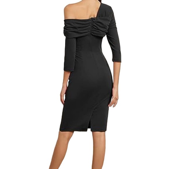 GRACE KARIN One Shoulder Ruched Midi Dress 3/4 Sleeve  size 2XL - Picture 2 of 8